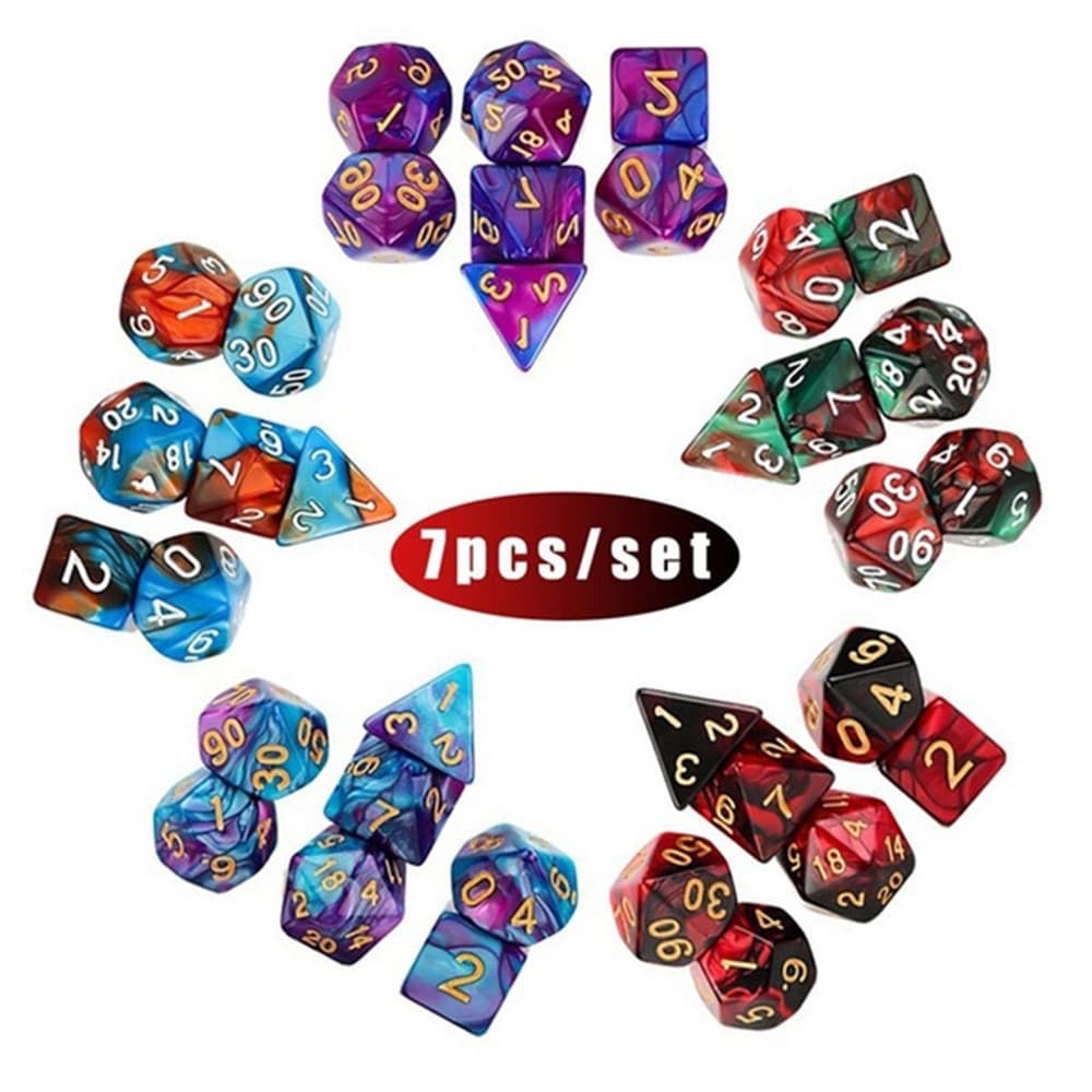42741 Jogo de Tabuleiro para RPG SHUAILU 7 Peças/Conjunto Jogos de D4 D6 D8 D10 D12 D20 DnD Dados Poliédricos de Acrílic