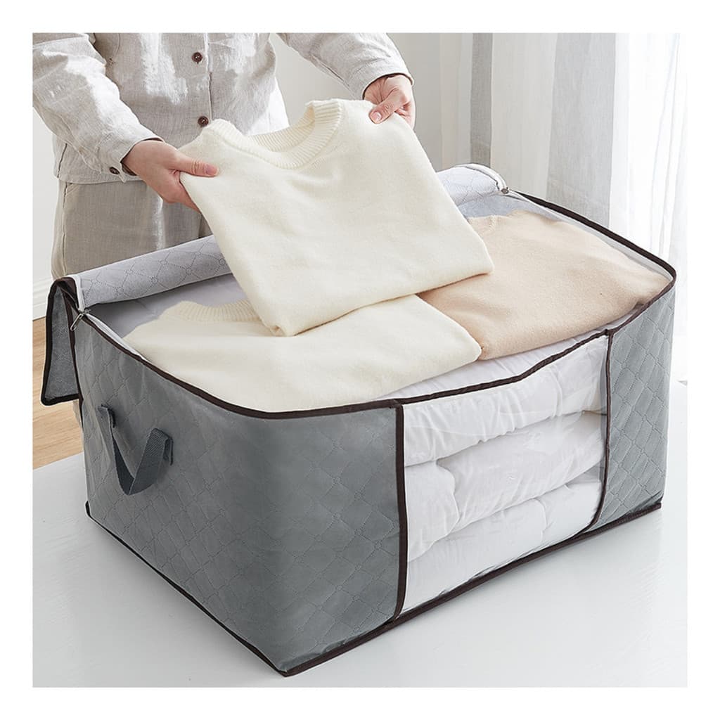 Saco Organizador de Tecido com Zíper 60x40x35cm Guarda Roupas Edredom Cobertor Closet Mudança