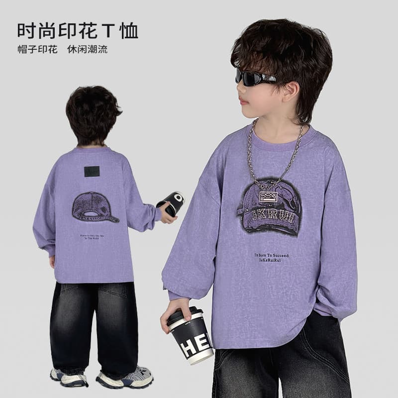 Camiseta de manga comprida de outono para meninos de roupas infantis de trabalho médio * 36226