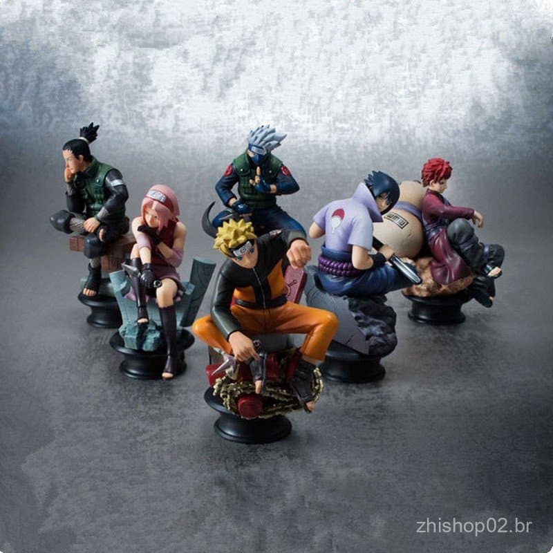 6 Pçs / Lote Anime Naruto Uzumaki Naruto Sasuke Gaara Kakashi Xadrez Pvc Action Figure Coleção Brinquedos