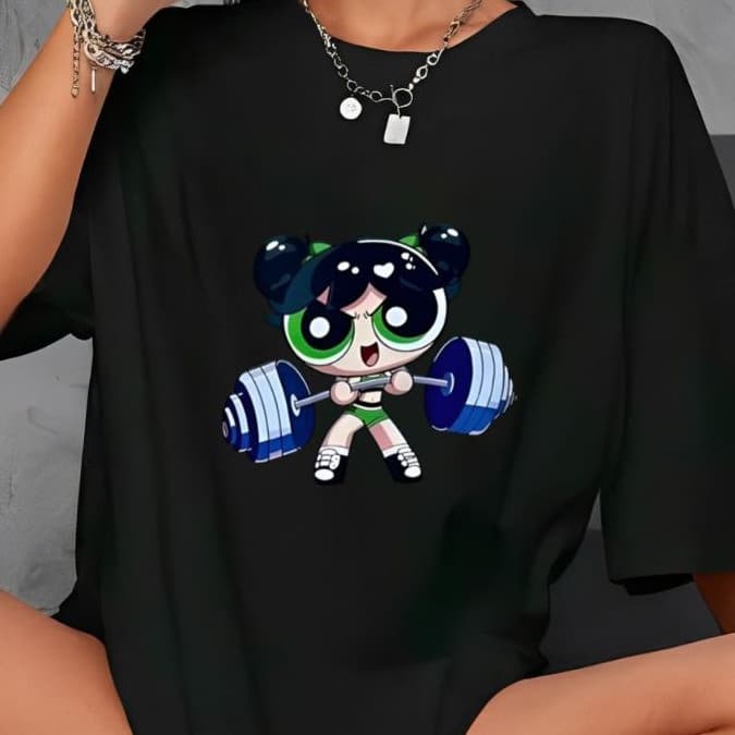 Camiseta Tshirt Oversized 100%Algodão Academia Fitness Gym Treino Musculação Feminina Meninas Super