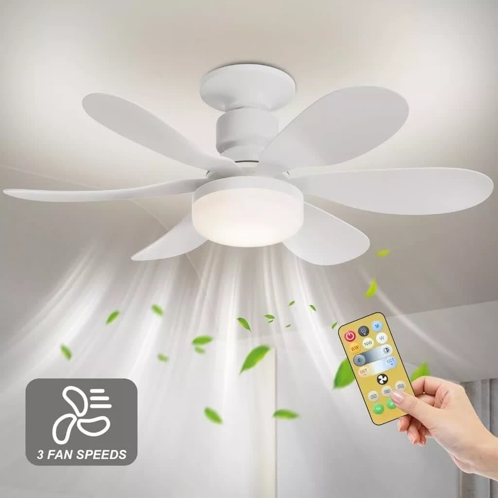 60W Ventilador de Teto Com Luz Para Pequenos 6 Hélices 60W  Bivolt Controle Remoto