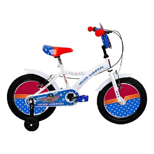Bicicleta Mulher Maravilha Aro 16 Bicicleta Infantil Unitoys Branco 16"