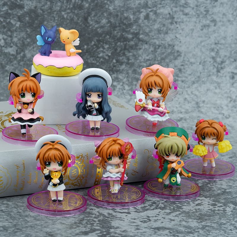 8 peças/Set Anime japonês cartão mágico menina Sakuragi pêssego selvagem Li pequeno lobo mágico preto violeta sol PVC fi