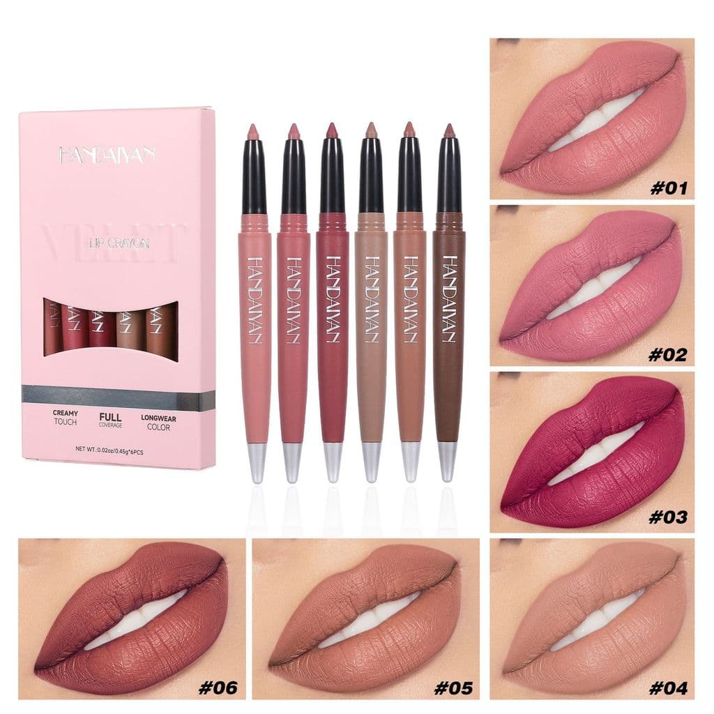 Conjunto de delineador labial fosco contorno formato labial handaiyan caneta batom de longa duração à prova d'água delin