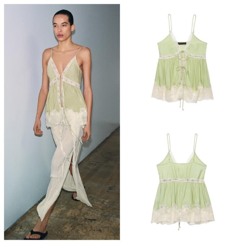 Top de roupa íntima de renda verde  5107058