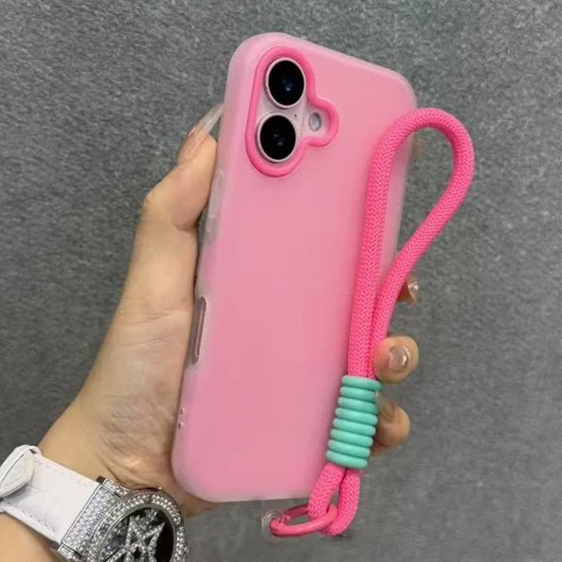 Transparente Macio Fosco Doces Caso De Telefone Para iPhone 17 16 Pro Max 15 Plus 14 13 12 11 16e 17E Mão Alça De Pulso