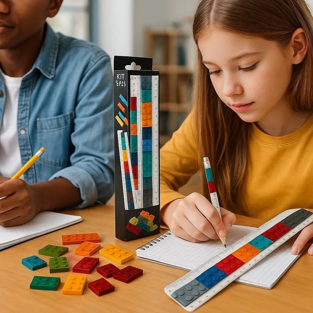 Kit 12 Réguas Blocos Coloridos Encaixe Brinquedo Educativo Criativo Infantil