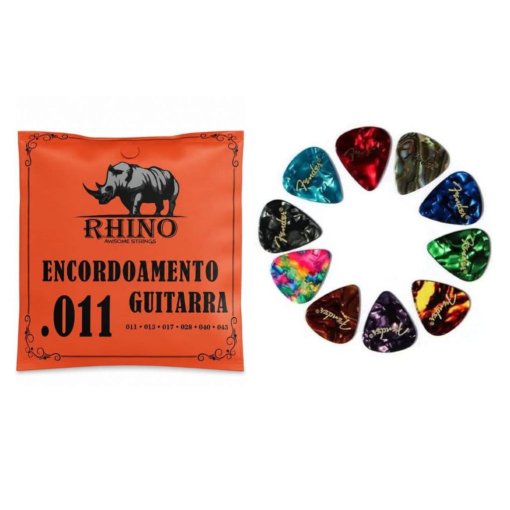 Encordoamento Rhino 011 Guitarra + Palhetas 0.46