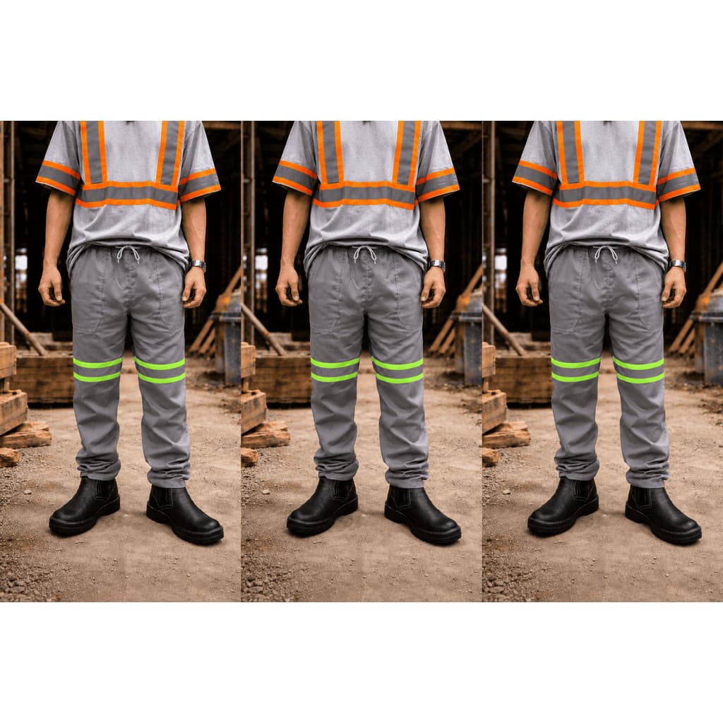 Kit 3 Calça Refletiva Reforçada Brim Pra Trabalho Pesado Uniforme Fardamento
