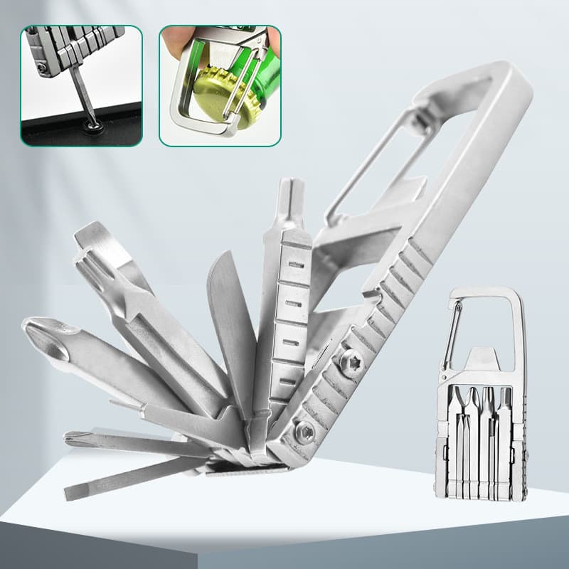 Gadget multifuncional ao ar livre com lote combinação de ferramentas de aço inoxidável suporte do telefone móvel dobráve