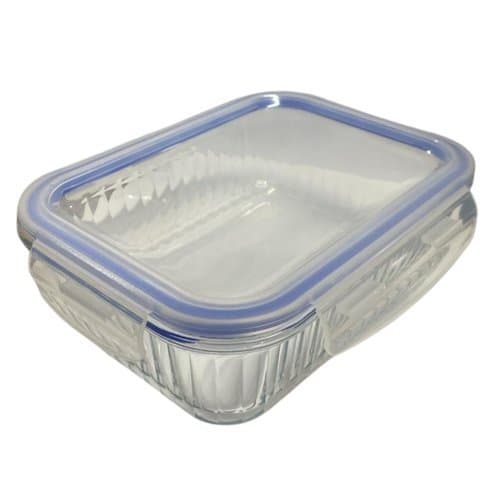 Pote Vidro Hermetico Altura Qualidade Borossilicato Tampa Silicone Azul 1040ml