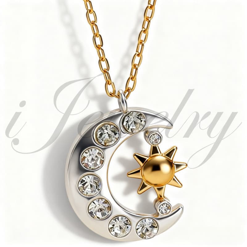 Colar Sol, Lua e Estrelas, Joias Femininas, Presente de Joias para Adolescentes, Acessório Feminino de Natal