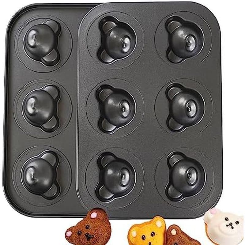 2 Pacotes De Mini Panelas De Muffin Em Forma De Urso , Bolo De Molde Madeleine Antiaderente De 6 Cavidades , Para Decora