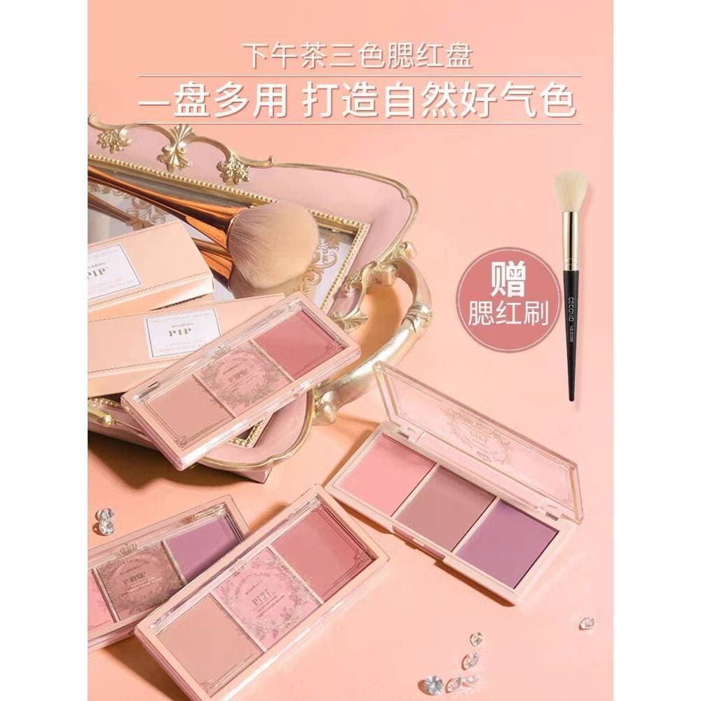 2024 novo estilo chá da tarde Tricolor Blush paleta feminino multicolorido expansão sol vermelho Nude maquiagem Natural