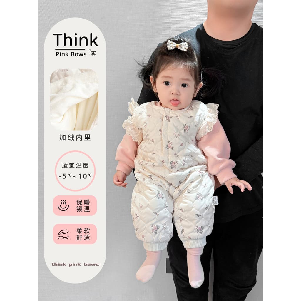 Bebê acolchoado macacão inverno quente bebê menina roupas de inverno forro de lã roupas Super bonito pequeno macacão men