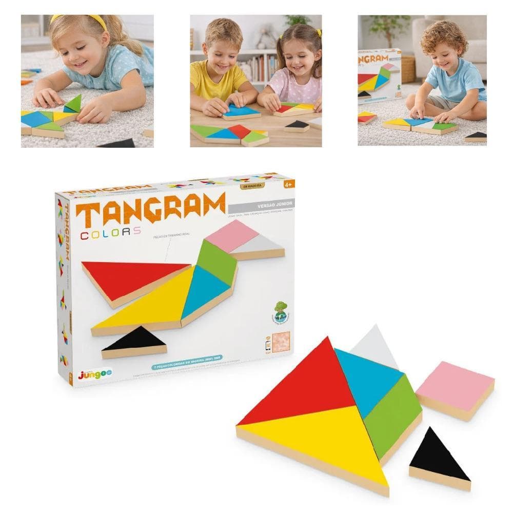 TANGRAM EDUCATIVO MONTESSORI PEDAGOGICO 7 PEÇAS MADEIRA JOGO