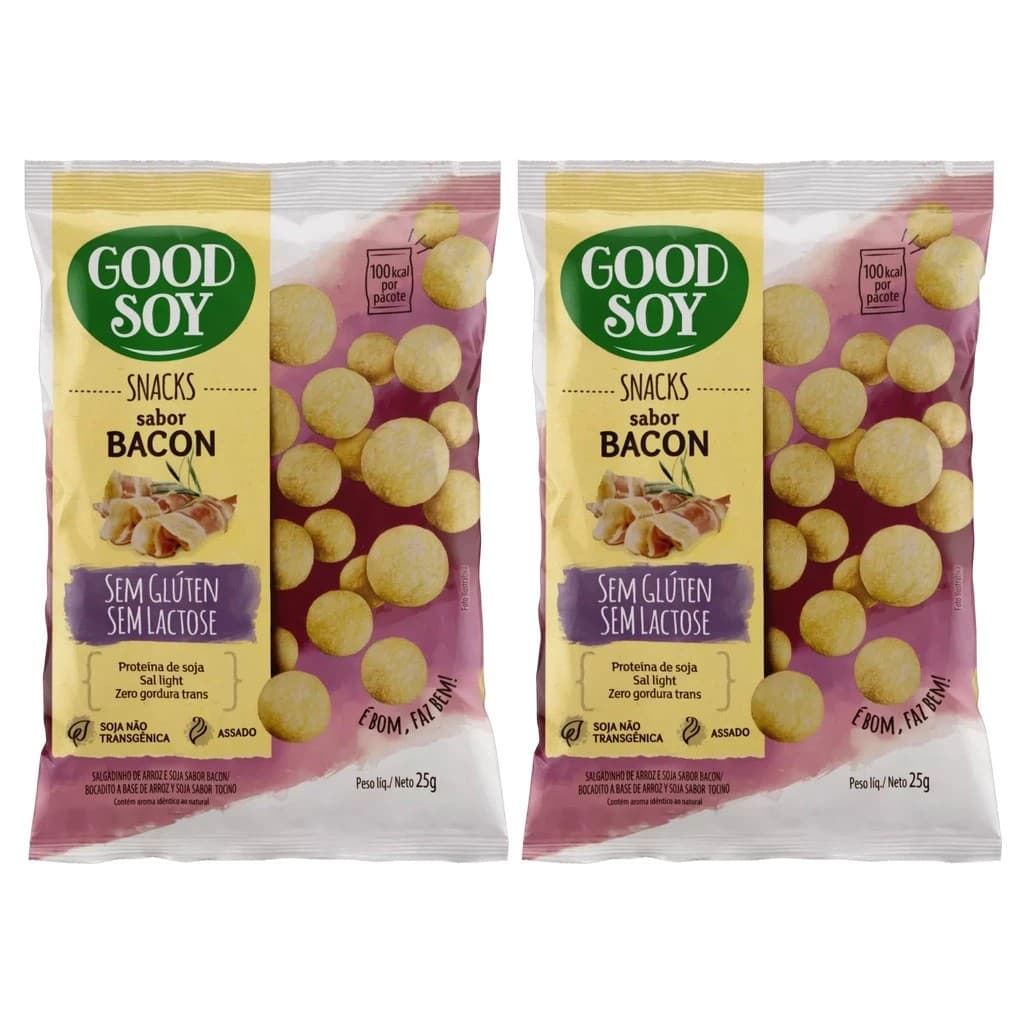 Snack De Soja Good Soy Sabor Bacon 25g KIT C/2 UNIDADES