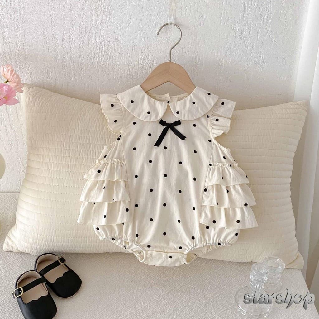 Starshop-Macacão Bolha Para Bebês Meninas , Estampa De Bolinhas , Manga Voadora , Gola De Boneca , Roupas Fofas De Verão