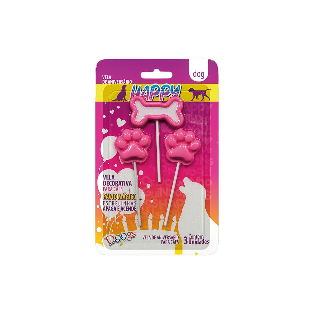 Vela Decorativa DOOGS cor Rosa
