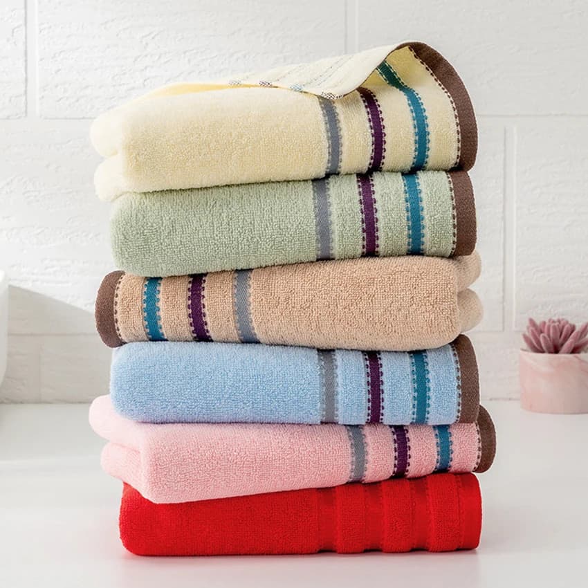 Toalha de Rosto Listrada Macia e Grossa de Algodão Super Absorvente Toalhas de Mão para Banheiro em Casa para Adultos e