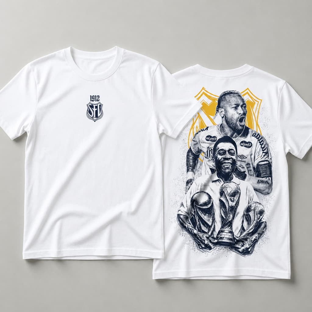 Camiseta Camisa Futebol Torcida Jovem do Santos Peixe Rei e Principe da Vila Envio Imediato by Mood Vest