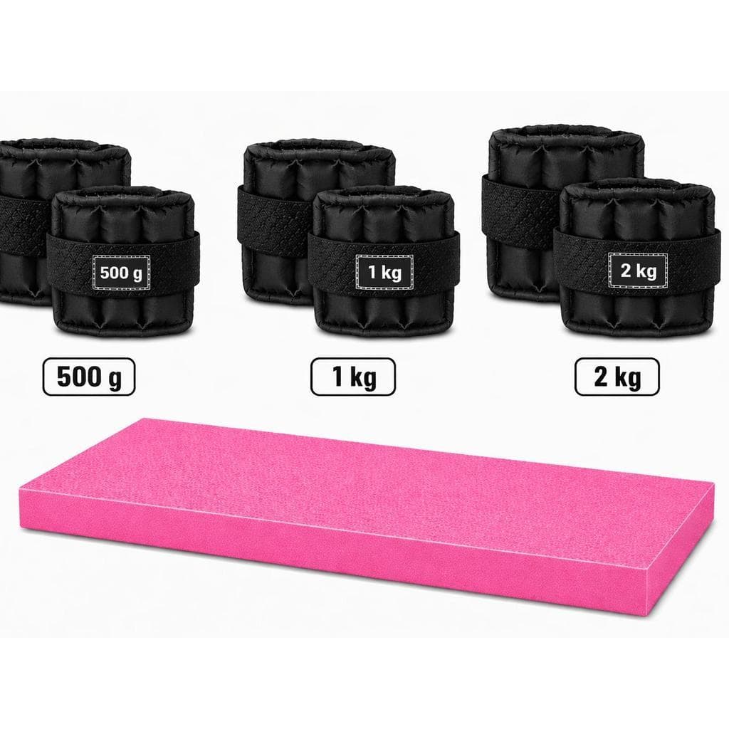 (PAR) 500G 1KG 2KG ROSA + COLCHONETE preto | TREINO COMPLETO EM CASA OU ACADEMIA | AJUSTÁVEL E RESISTENTE
