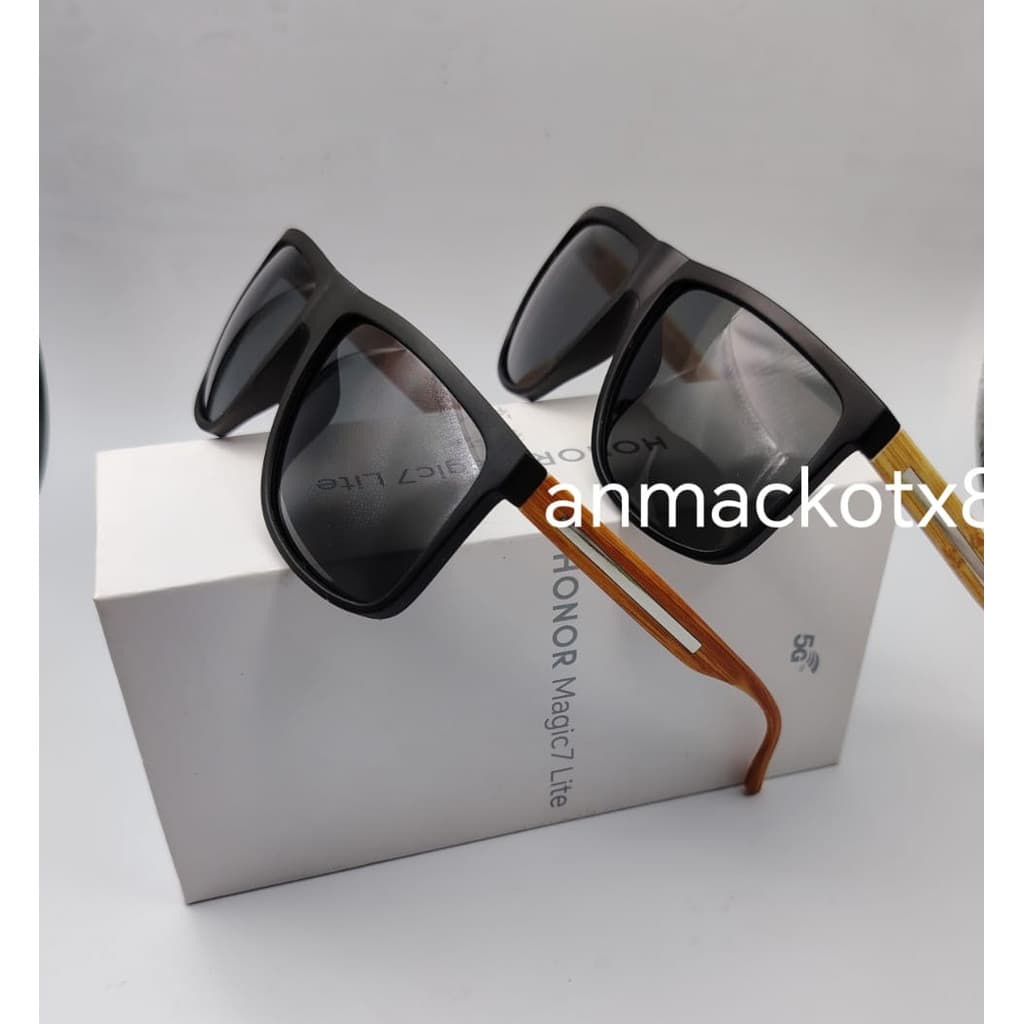Oculos de Sol Masculino Quadrado Perna Madeira com Detalhe Tendencia Europeia