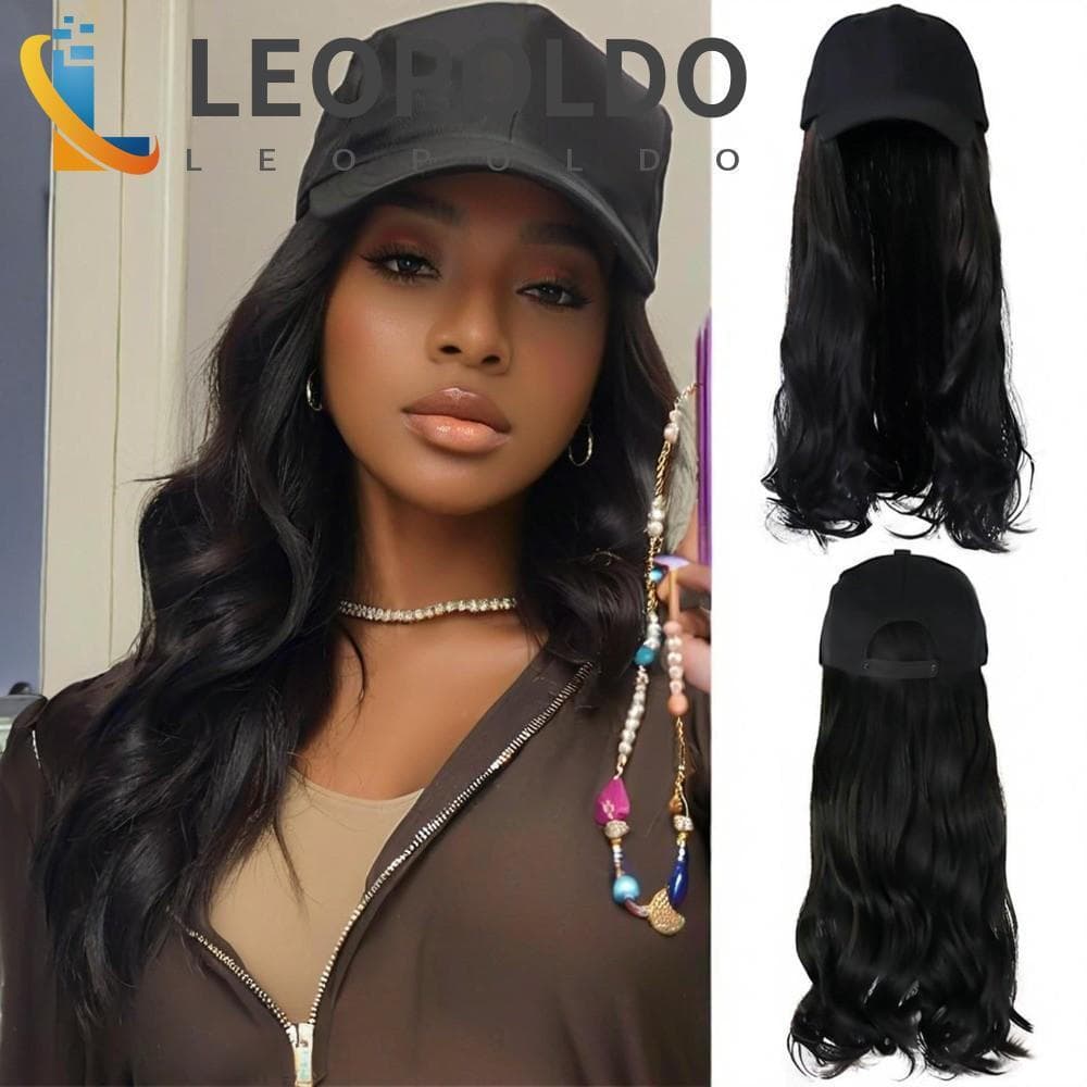 Perucas LEOPOLDO Com Chapéu , Boné Ajustável Para De Beisebol Cobertura Completa Cabeça , Cabelo Sintético Hip Hop Longo