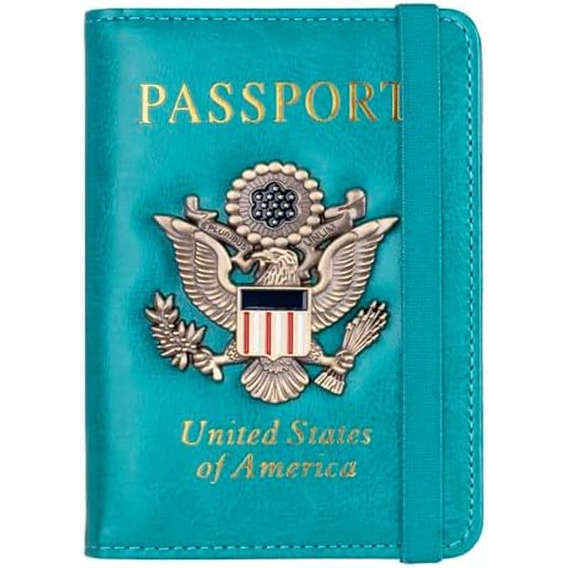 Porta-Passaporte Com Bloqueio De RFID TOURSUIT Para Mulheres E Homens , Carteira De Viagem De Couro Crachá De Metal 3D ,