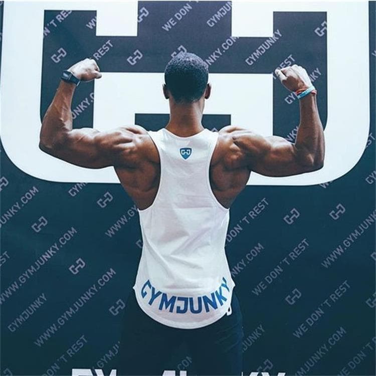 Esportes musculares sem mangas colete masculino ferro correndo estiramento magro irmãos Fitness topo em forma de I terno