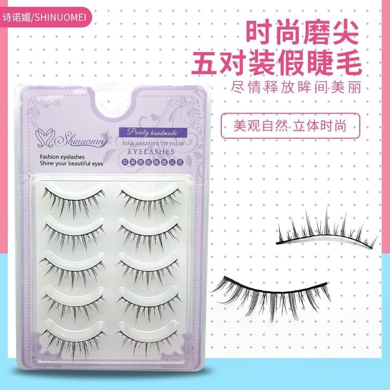 Estoque pronto M02 Cílios Postiços Pingdujia Shinuomei Charme Cílios Fábrica Caixa Roxa Natural Barbie Fada 12mm Haste M