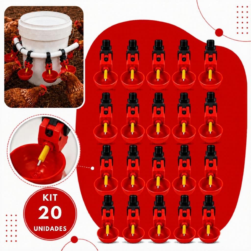 Kit 20x Bebedouro Copinho Água Aves + Porcas P/ Fixar