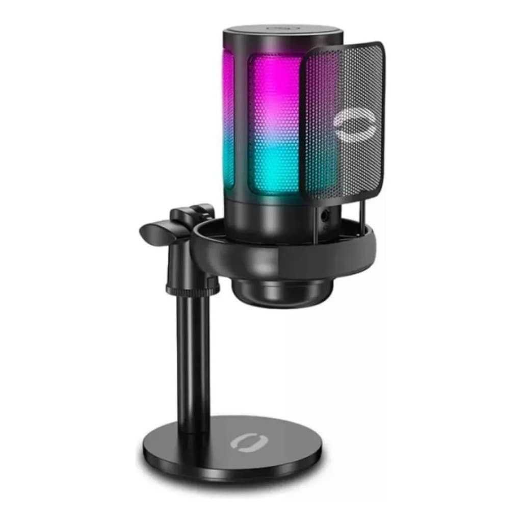 Microfone Gamer Condensador TOMATE Mt-1060r Profissional Rgb Usb Para Pc Gaming, Mesa E Streamingi