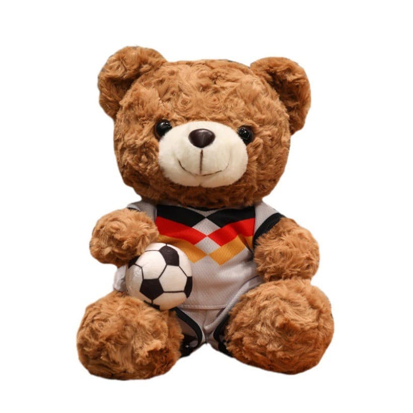 Bonito urso de futebol vestir urso de pelúcia boneca evento competição brinquedo de pelúcia lembrança presente