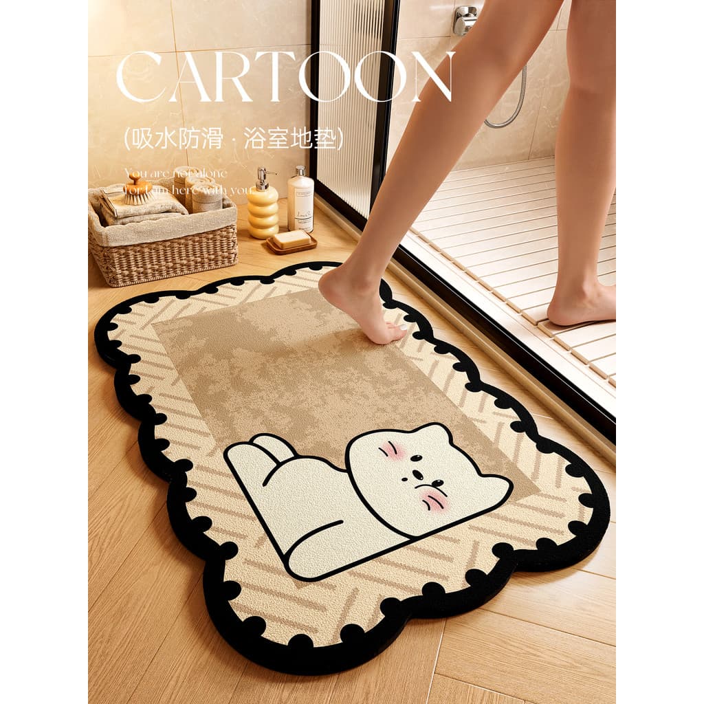 Tapete de chão de lama de diatomáceas macio, porta de banheiro, absorve água, antiderrapante, secagem rápida, tapete de