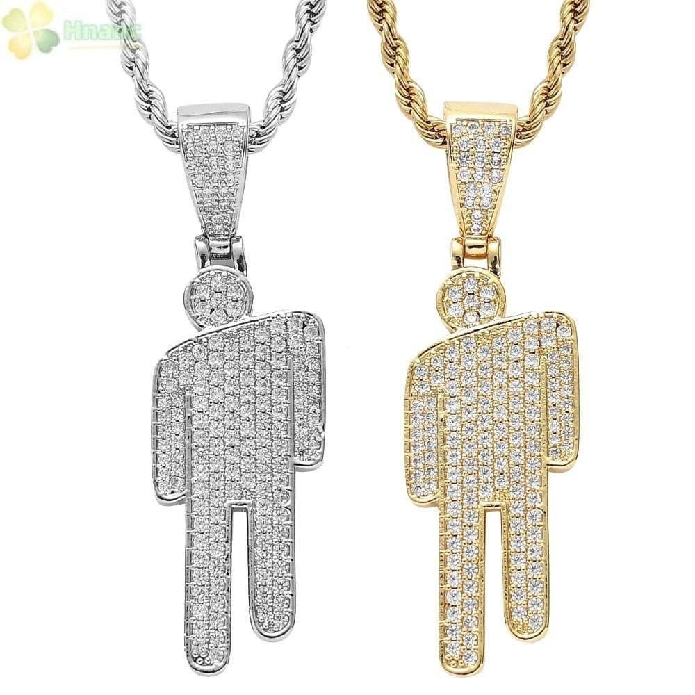 Colar De Hip Hop HNANC , Corrente De Torção Em Liga Metálica Ouro Prata , Pingente De Cabeça Inclinada De Moda