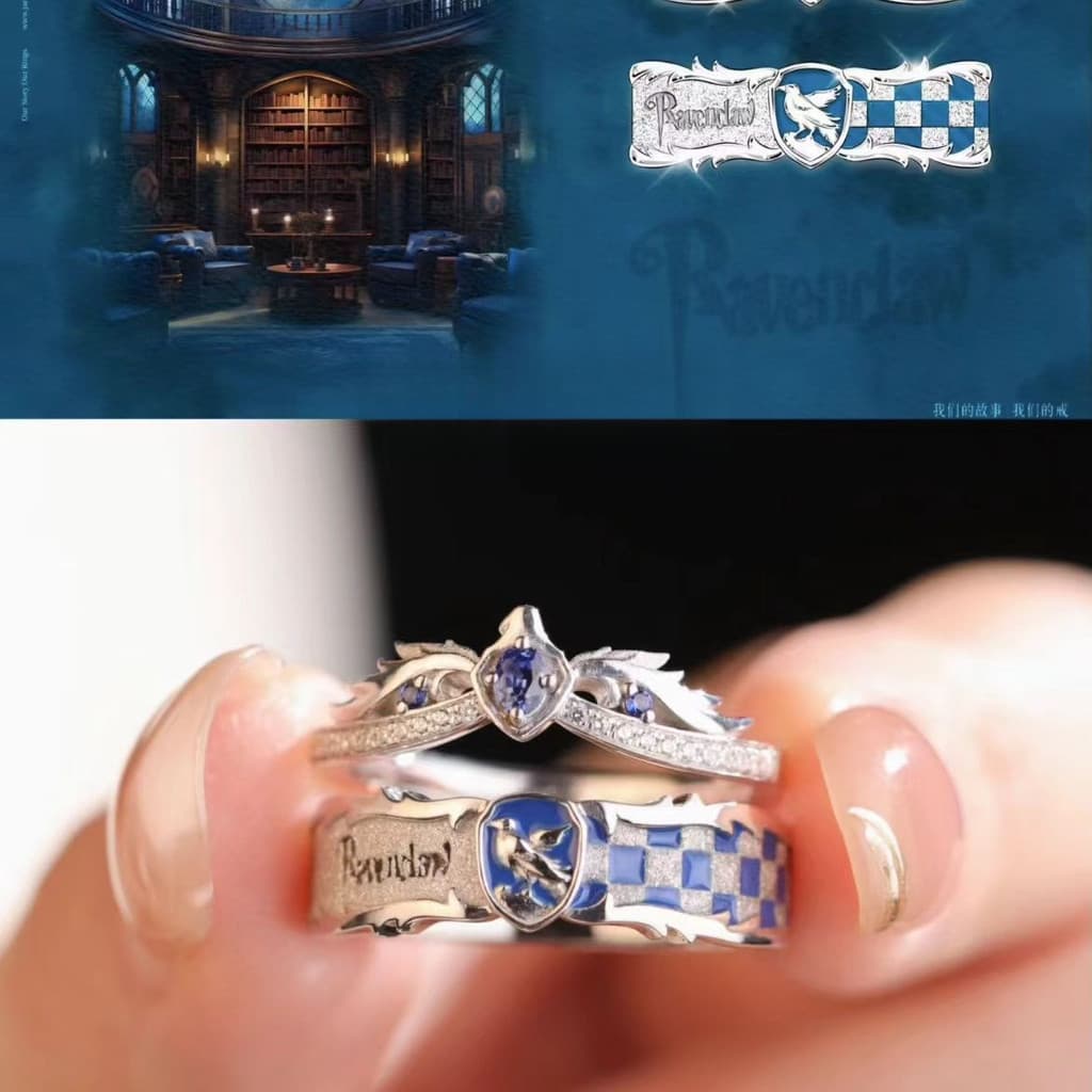 2 Anéis Duplos Harry Potter, Anel Duplo da Casa Corvendos, Acessório de Anime, Anel Ajustável para Cosplay