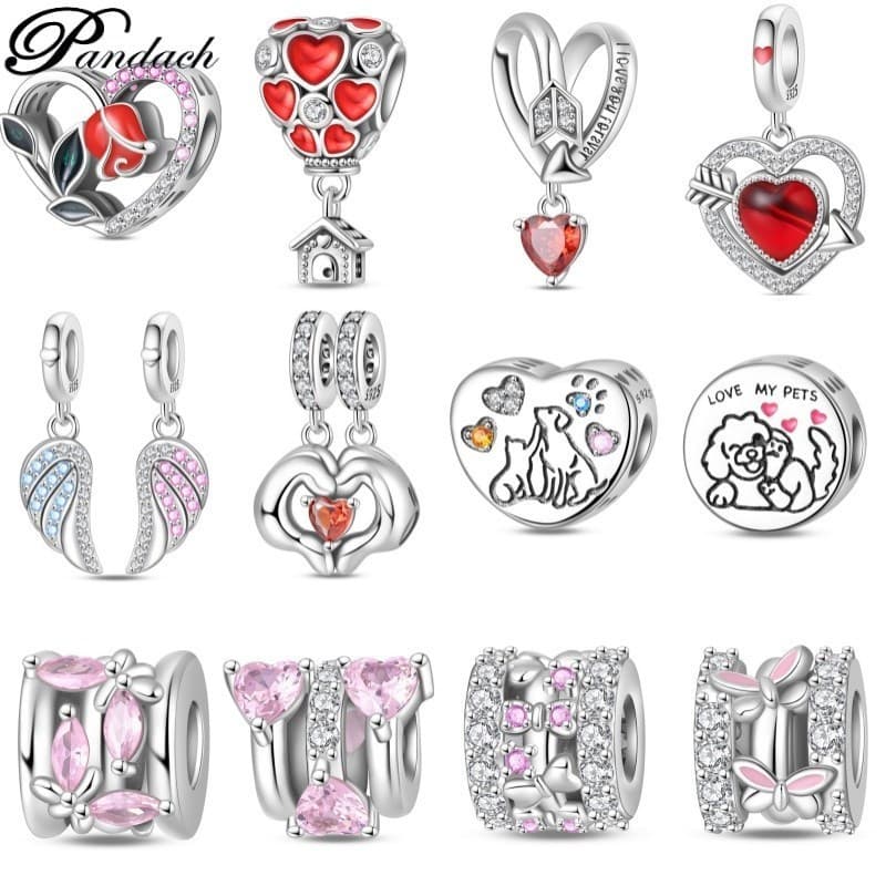 Charm de Pérola em Forma de Balão de Ar Quente para Viagem, 100% Prata S925, Ideal para Fazer Joias e Pulseiras DIY 5RRJ