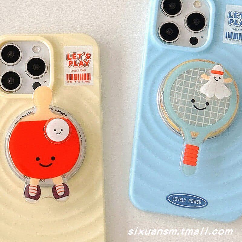 magsafe popsocket griptok magsafe Nicho INS Estilo Desenho Animado Bonito Tênis de Mesa Badminton Smiley Face Rotativo m