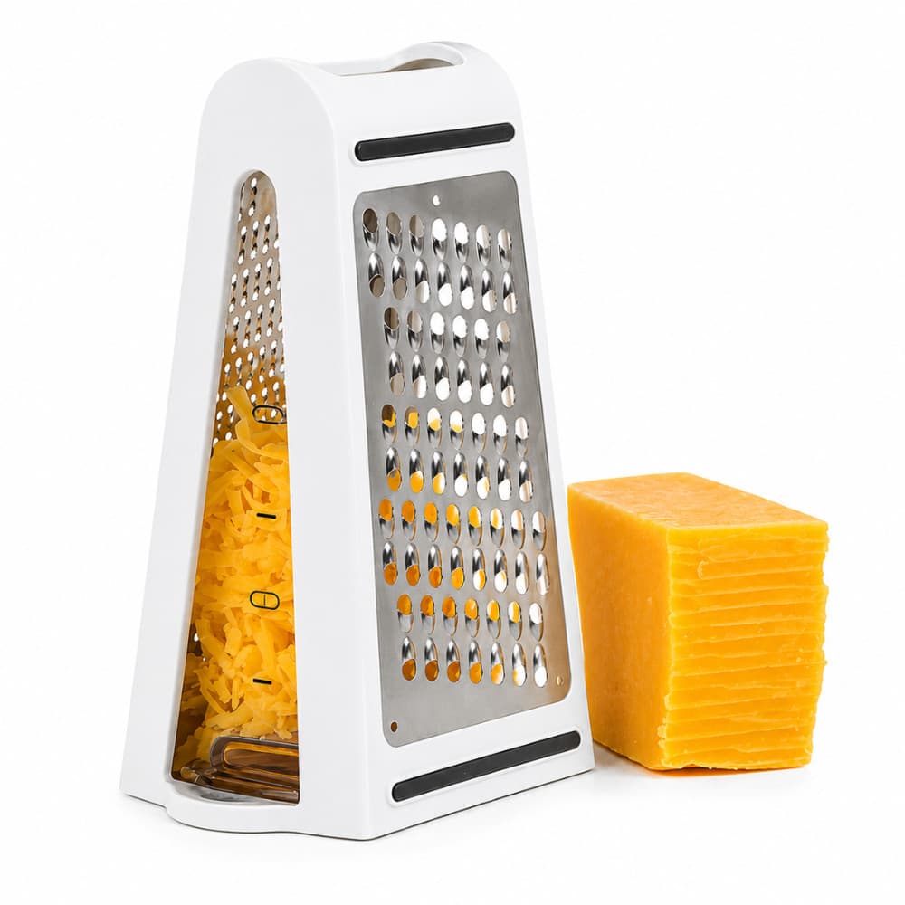 Ralador De Queijo Manual Com Dispenser Inox Fatiador Cortador Legumes Multiuso Reservatório Queijos