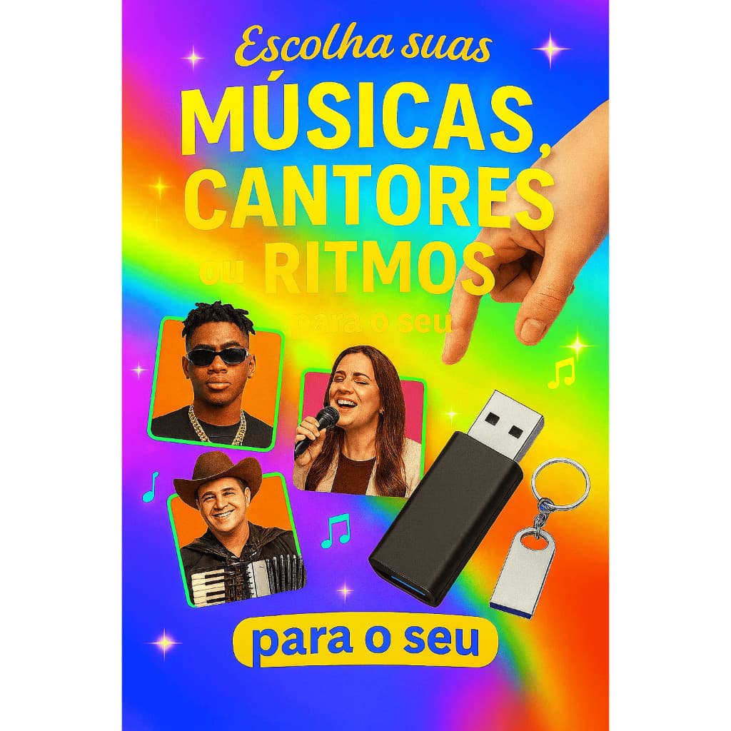 Usb - Pendrive PERSONALIZADO – VOCÊ ESCOLHE SEUS CANTORES FAVORITOS!