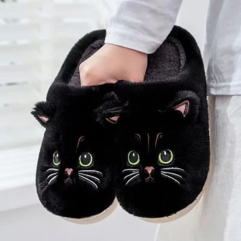 Adequado para chinelos femininos de gato fofos, adequados para homens, chinelos de sola grossa, chinelos de pelúcia de i