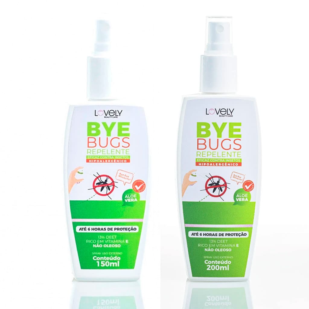 Repelente de Insetos Bye Bugs Spray Sem óleo Aloe Vera 200ml 150ml