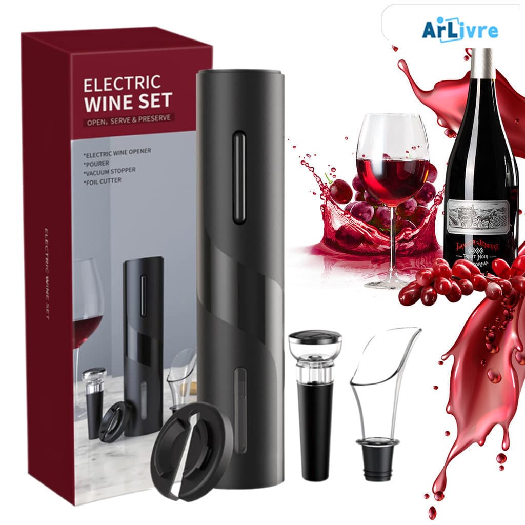 Abridor De Garrafa Vinho Elétrico Automático Saca Rolha A Pilha Presente Elegante