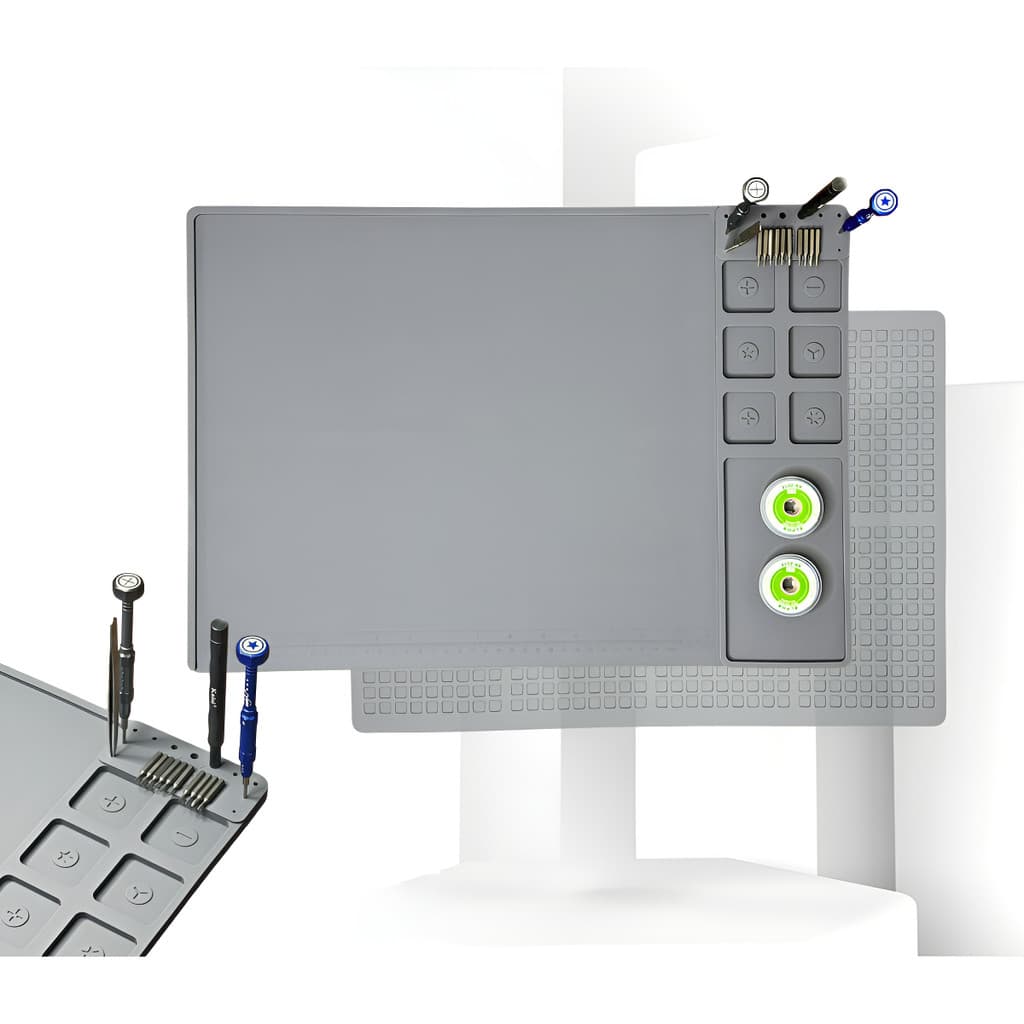 Manta Tapete Silicone Antiestática Bancada Grande 500x350 Cinza