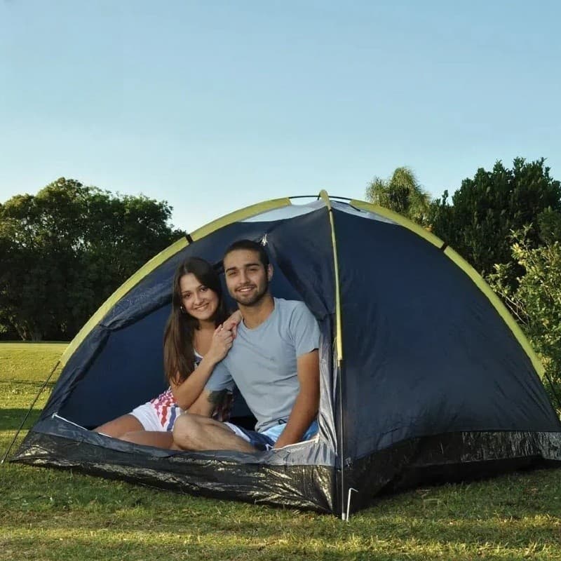 Barraca Camping de Acampamentos Impermeável Praia E Campos Acampamento com Mosquiteiro para 2/4 Pessoas-Azul