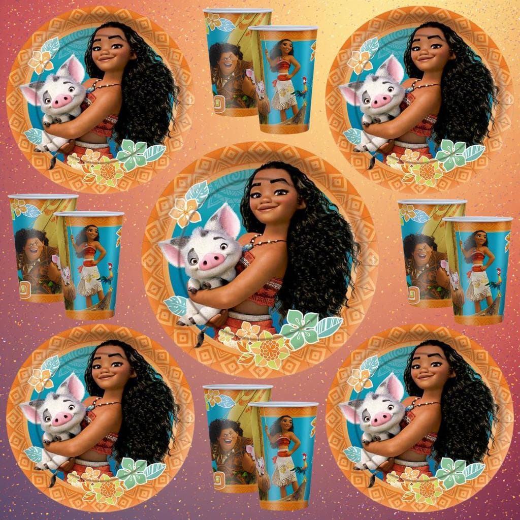 Kit Festa Moana Copos e Pratos Aniversário Decoração Infantil
