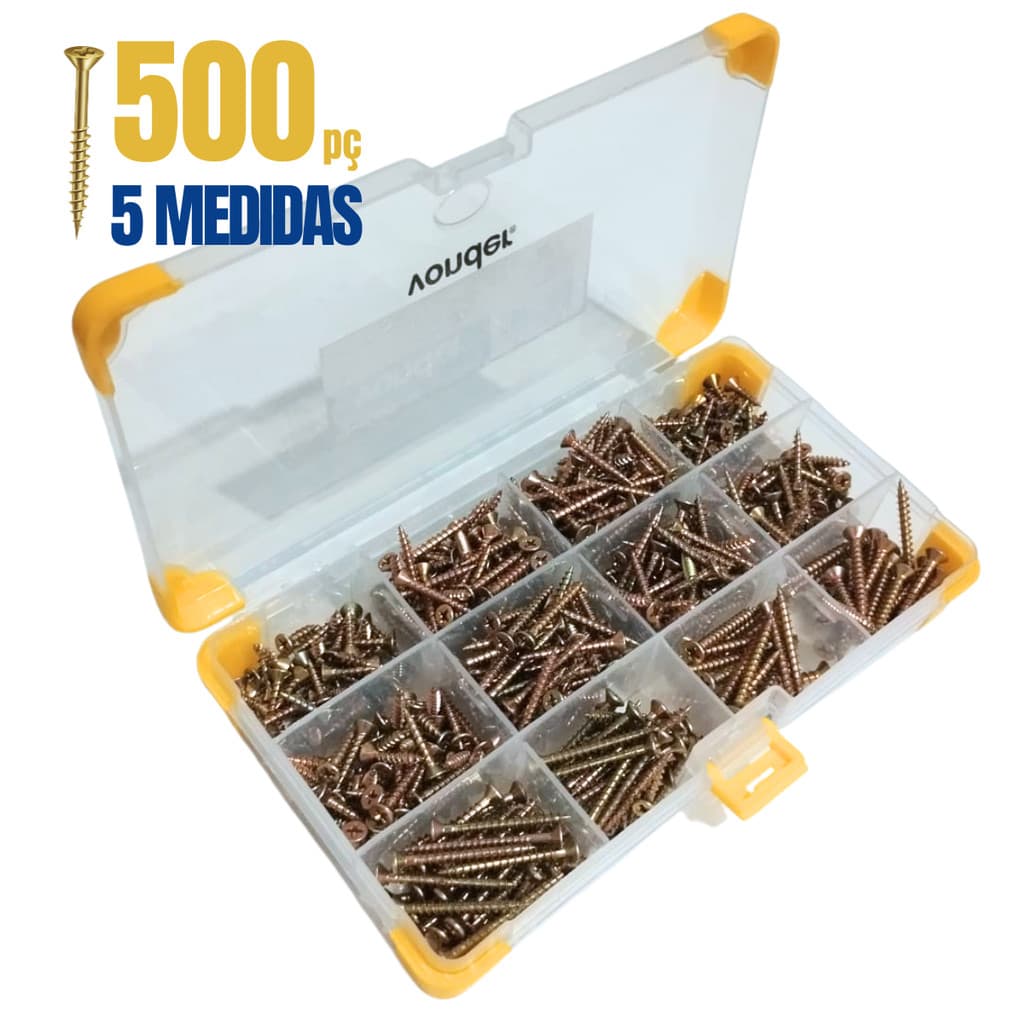 Maleta com Parafusos Chipboard 500pç