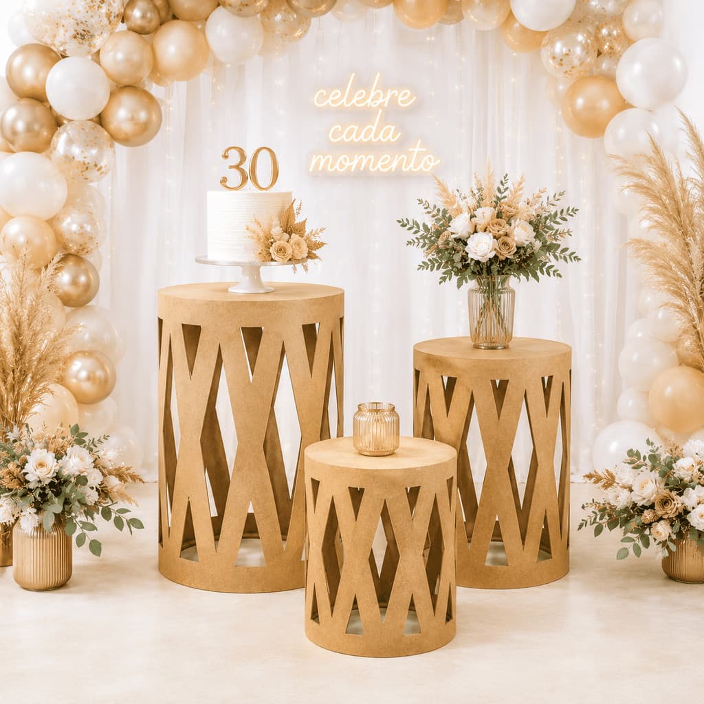 Trio de Cilindros Premium Formato X para Festas e Recepções